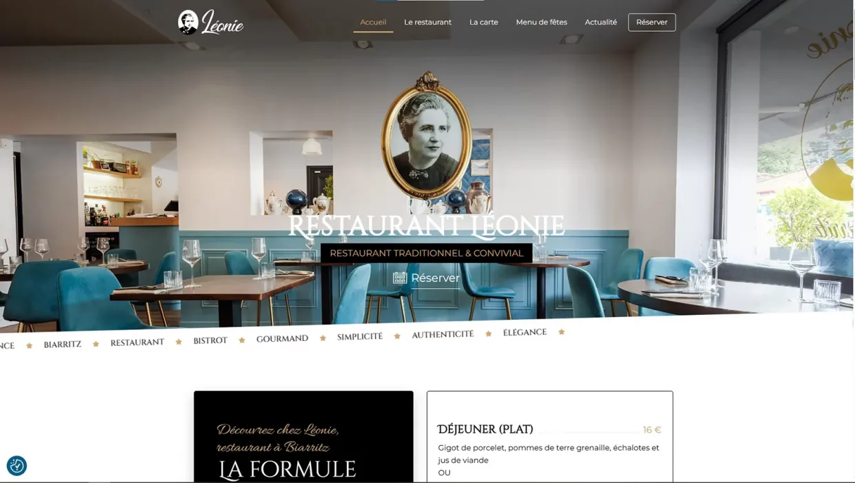 Ouverture du nouveau site internet du restaurant Léonie à Biarritz