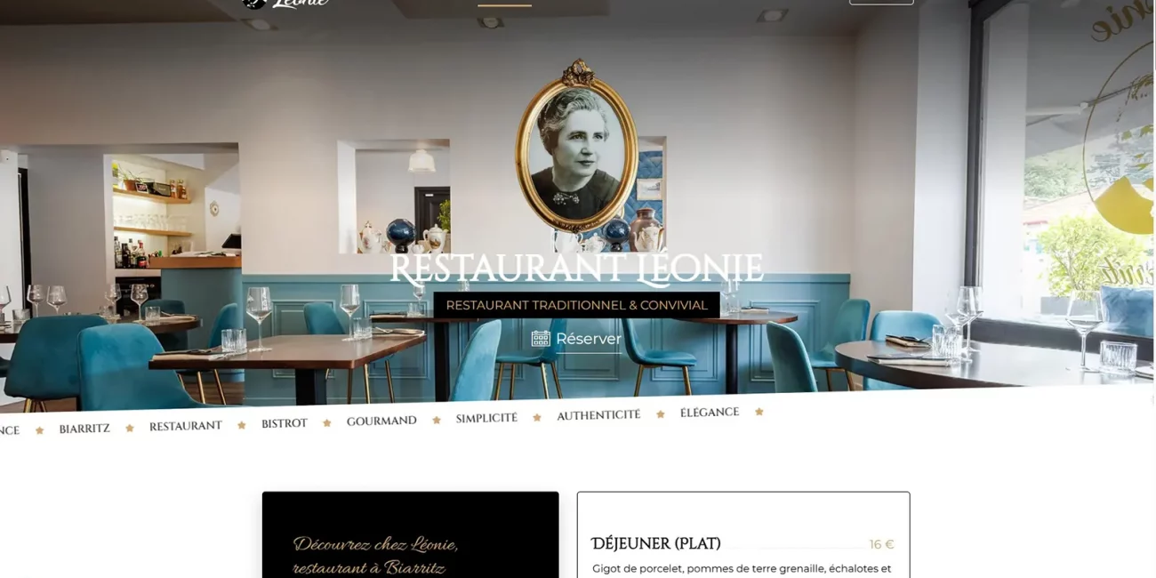 Ouverture du nouveau site internet du restaurant Léonie à Biarritz