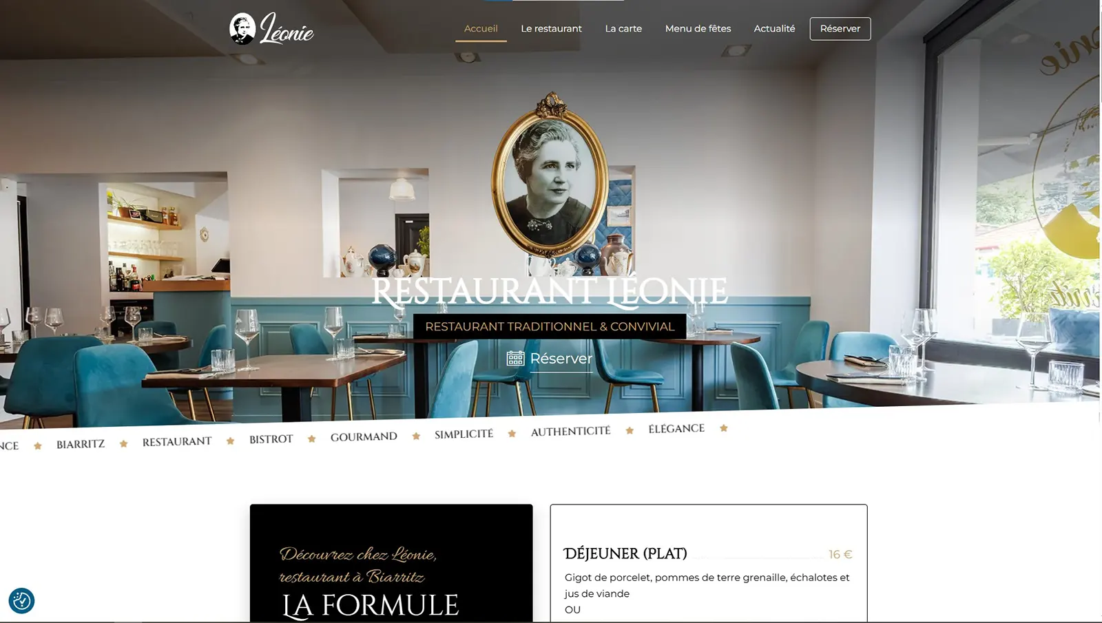 Ouverture du nouveau site internet du restaurant Léonie à Biarritz