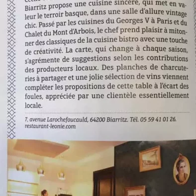 Léonie dans le Hors-Série Gourmand du Sud-Ouest 2019
