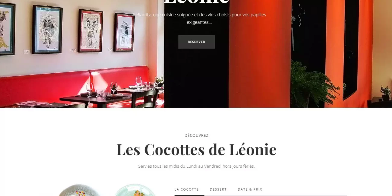 Ouverture du nouveau site internet du Restaurant Léonie à Biarritz